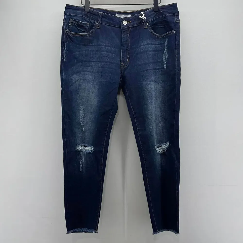KanCan Mid Rise Dark Denim Skinny Jeans Style KC6003D-B‎